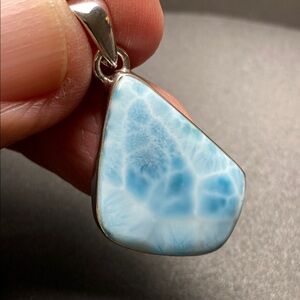 Blue and Silver Larimar Necklace with Sterling Setting